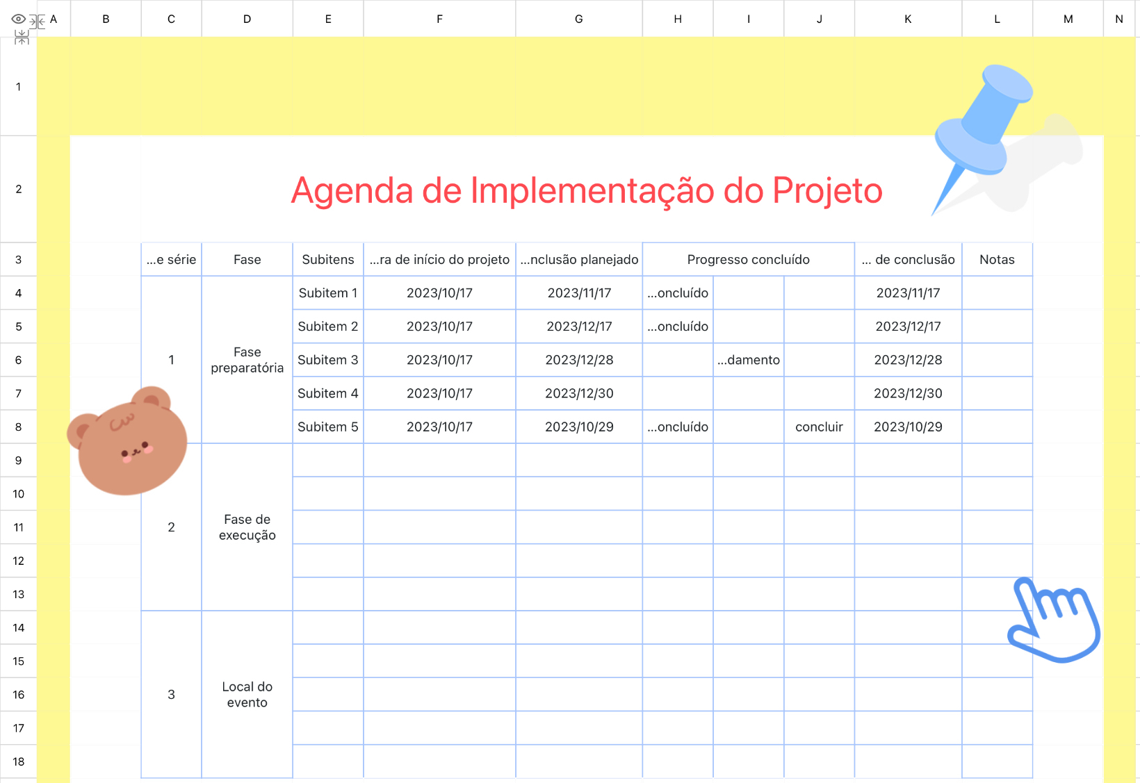 Agenda de Implementação do Projeto